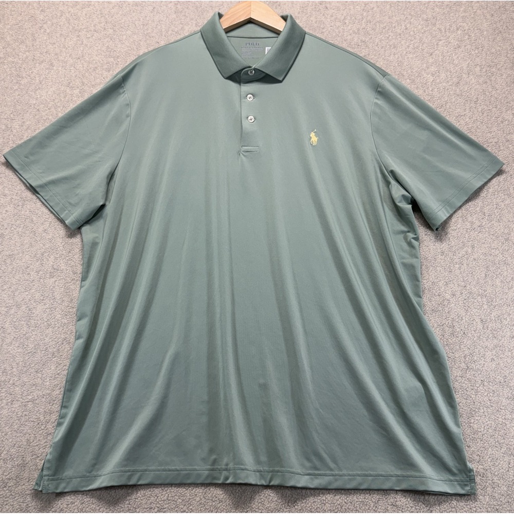 Polo Ralph Lauren Mens Performance Polo Shirt Green Embroidered Pony Logo XL
